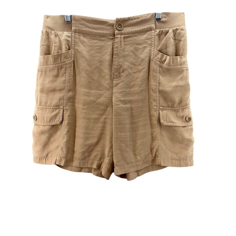 Soft Surroundings Cargo Shorts Womens Large Tan Khaki Elastic Waist Utility